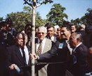 Mr. Cordero, Korean Combat Veteran,  Mr. Carlos Romero-Barcelo, PR Delegate to the US Congress,  Mr. Anthony Mele, Chairman, 65th Honor Task Force, Mr. Ruben Rios,  Community Activists,  dedicate the Sugar Maple Tree at Arlington to the 65th Infantry Regiment.