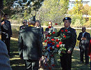  10/19/2002--Fort Logan National Cemetery, Denver, Colorado (center: SFC Modesto Cartagena, Col. Bill Neal, 50th Anniversary of the Korean War Committee, Left to Right: Mr. Anthony Mele, Chairman, 65th Honor Task Force, Mrs. Mildred Harris (BG Harris widow),  Mrs. Lynn Harris-Armstrong (BG Harris daughter), Mr. Carlos Cartagena (SFC Cartagena grandson),  Mr. O'Neal, Events Officer, Fort Logan National Cemetery)