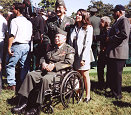 Two generations of Puerto Rican Combat Soldiers,  SSGT. Ramirez Sr.  (Wheelchair) 65th Infantry Regiment Veteran of the Korean War, his Son Colonel Ramirez (US Army), and Ms. Yadira Almodovar attend the dedication ceremony.