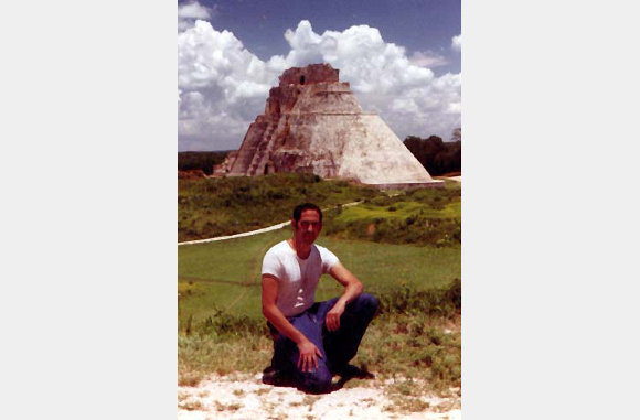 Danny Nieves - Chichenitza, Yucatan, Mexico, Pyramid of the Magician in backgound - 1976