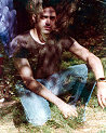 Self portrait - double exposure in front of tree at uncle Clem's Summer bungalo at Platikill, N.Y..- 1978