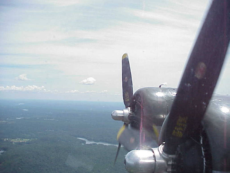 Engines of B17 in flight