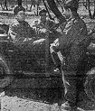 CHAPLAIN ROTT (below) chats with Pvt. Felix S. Marinda, of Ponce, P.R., before holding Sunday services. The chaplain's driver is PFC Osvaldo S. Flores, of Luzon P.R.